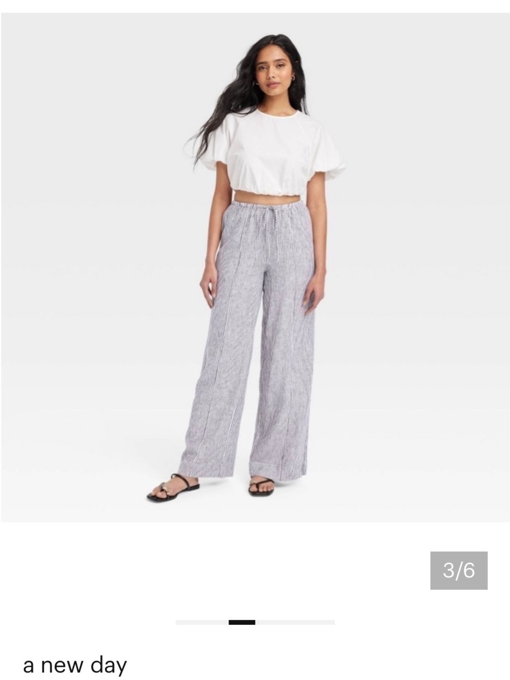 a new day Light Gray Striped Wide-Leg Drawstring Pants